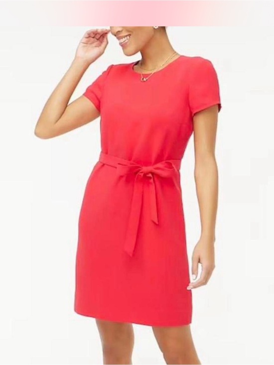 J. Crew Dresses & Skirts - J. Crew Coral Tie-Waist Short-Sleeve Mini Dress sz 4, classic work to weekend